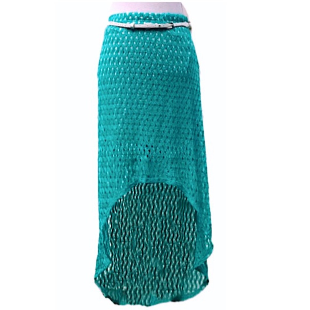 Sanctuary High-Low, lined lace skirt with belt EUC